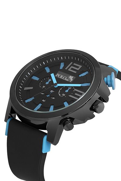 Polo Air Silicone Cord Sport Men Wrist Watch Black Blue Color Pl-0983E2X