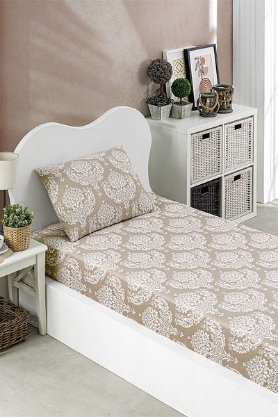 Eponj Home Single Post Brown Colored Pes Elastic Sheet Set