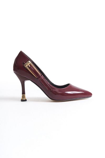 Shoesers Women's Special Design Thin Heeled Patent Leather Stiletto with Metal Accessories