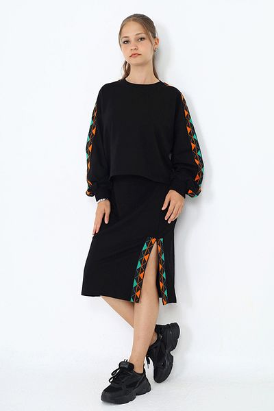 HayKids Set de fuste maxi lungi pentru fete, din țesătură cu două șiruri, cu dungi Tiktak