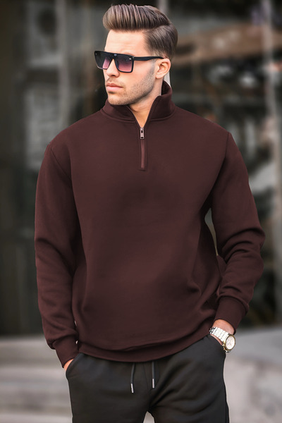 YAKAMEL Pulover pentru bărbați cu guler înalt și fermoar - 3 fire
