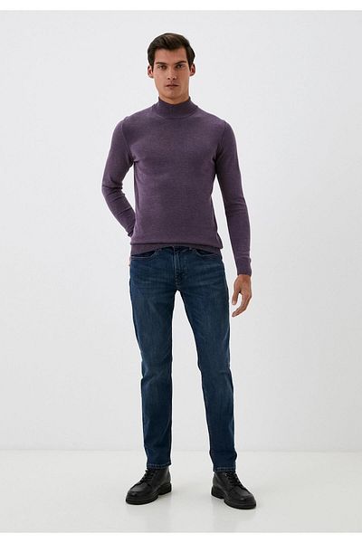 NCS Men's Half Fisherman's Turtleneck Sweater Plum Melange Slim Fit Cotton Tight Knitted Sweater Jeans 3005