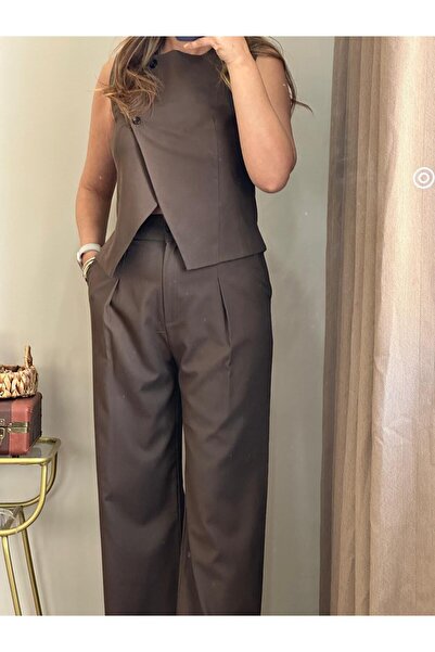 Butik KAHVERENGİ YELEKLİ PANTOLON TAKIM