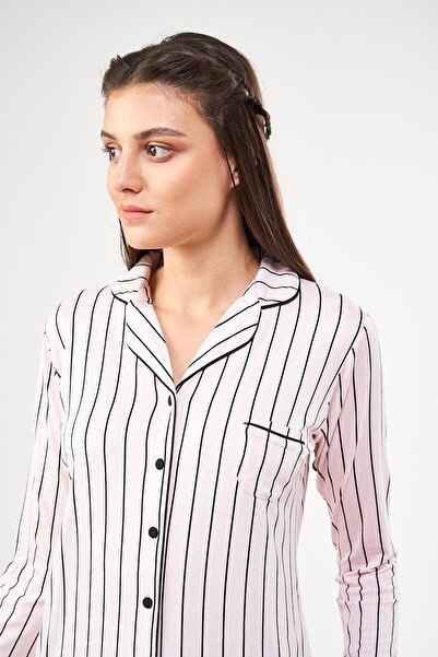 Pjs Pijama Pjs 22447 Жіночий піжамний комплект у смужку на ґудзиках