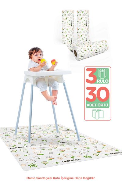 Minimono High Chair Bottom and Activity Cover 3 Rolls 30 Pieces - Cute Fruits