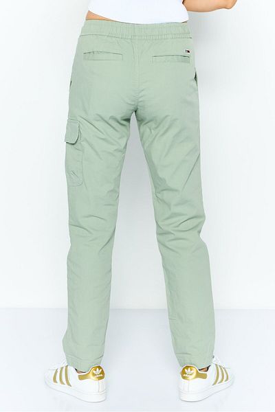 Tommy Jeans Women Slim Fit Solid Cargo Pants, Sage