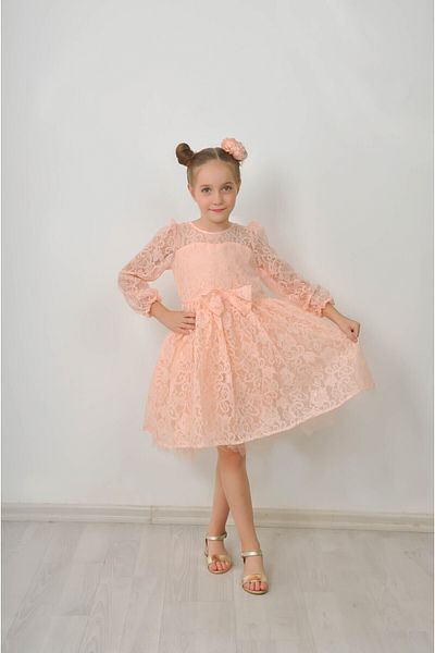 Filizdens Kids Rochie pentru fete cu cataramă cu mâneci lungi pentru copii rochie de seară pentru petrecere, bal, rochie de nuntă