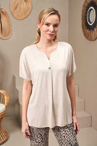 PJS 25112 Kadın Leopar Desenli Kısa Kollu Kapri Takım