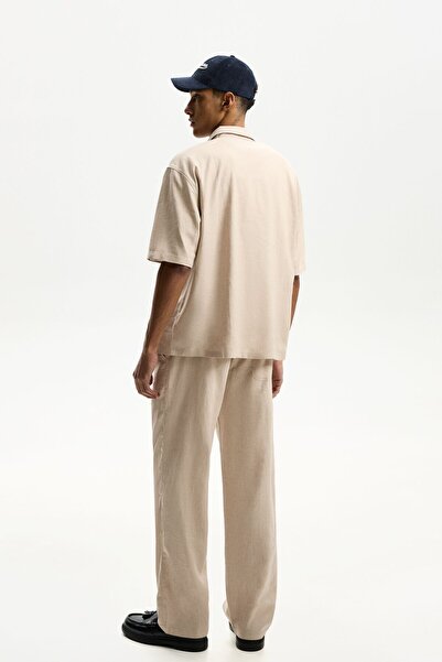 Bershka Kısa kollu keten karışımlı gömlek