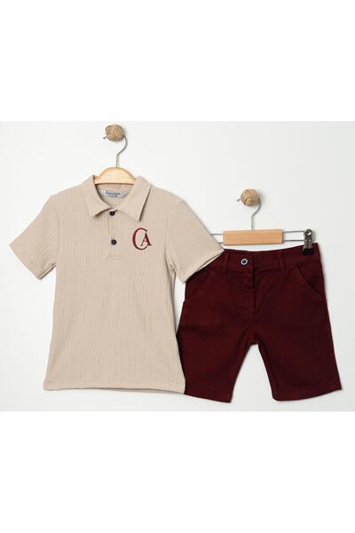 Chicsy Baby Leaf Pattern Style Lakos Shorts Set - Adjustable Waist, Short Sleeve Set of 2 Kids and Baby Clothing Custom