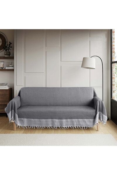 Bumedo غطاء مقعد سرير أريكة منسوج من القطن مقاس 180 × 300 كبير من القطن المنس...