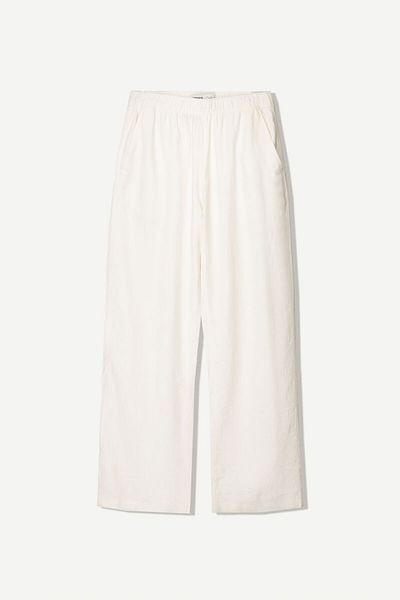 Bershka Wide-leg linen blend jogger trousers