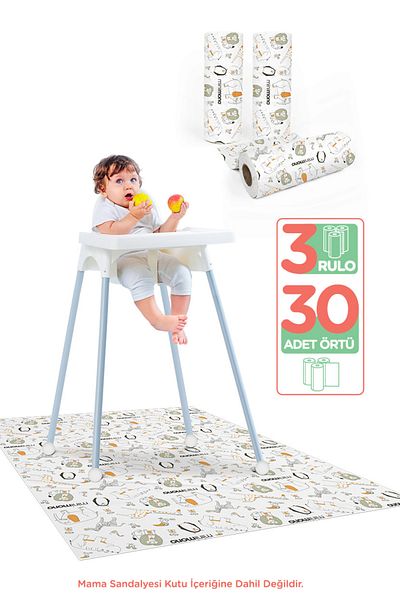 Minimono High Chair Bottom and Activity Cover 3 Rolls 30 Pieces - Forest Animals