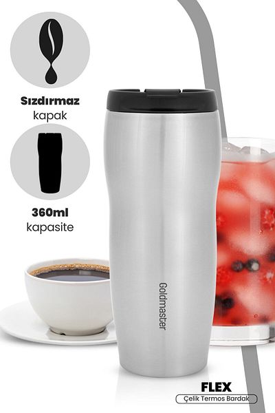 GOLDMASTER Flex Inox Stainless Steel Thermos with 4 Hours Keeping Warm and 6 Hours Cold Feature with Leak-Proof Lid