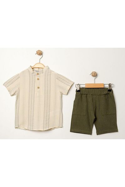 Chicsy Baby 2-Piece Stylish Shirt Stripe Suit for Kids and Baby - Adjustable Waist Short Sleeve Shorts