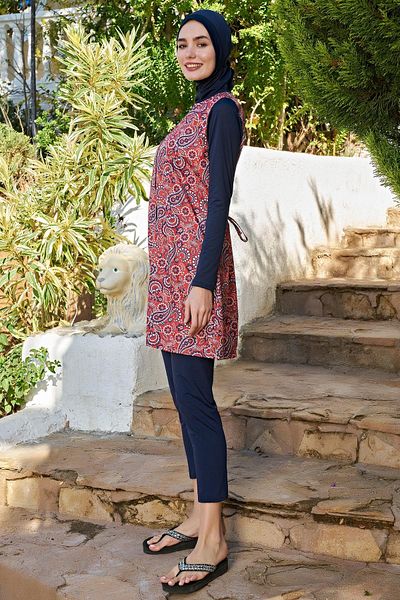 Ruko Maio 23136-9 0 Collar Parachute Fabric Full Hijab Swimsuit