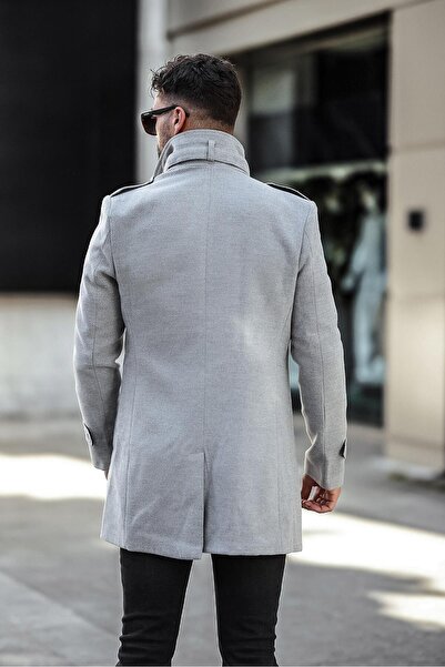 Delpino Erkek Dar Kesim Uzun Kaşe Kaban