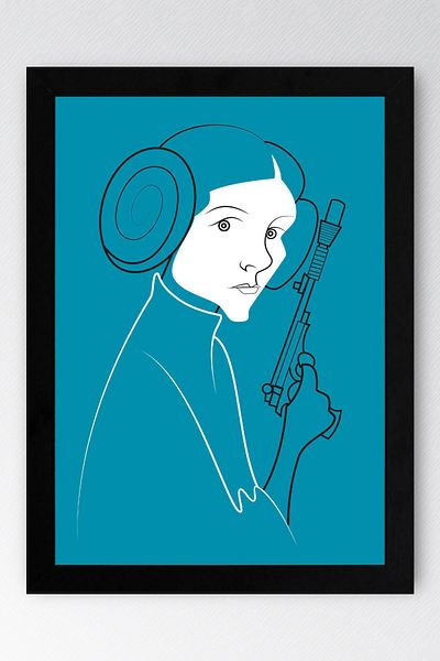 Saturn Star Wars Leia Organa Framed Painting - Space Wars Fim Poster Painting