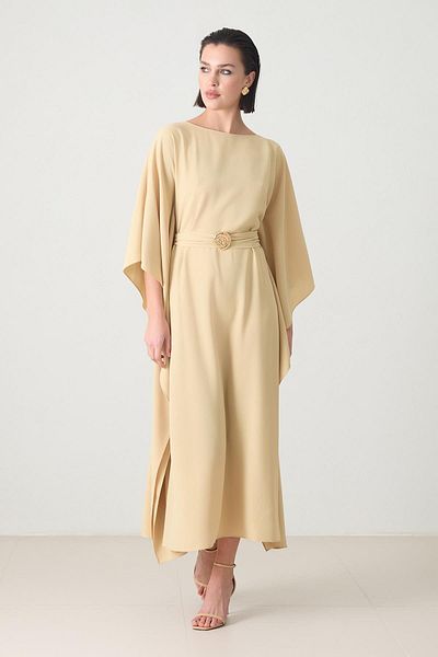 Setre Rochie de croiala lată, galbenă, cu croiala confortabilă, cu detaliu de centură