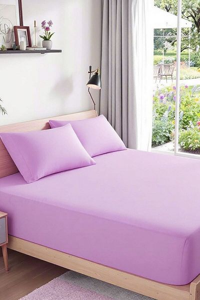 Evene Double Fitted Sheet Set - Soft and Durable Duvet Cover Set - Lilac Color - 160X200