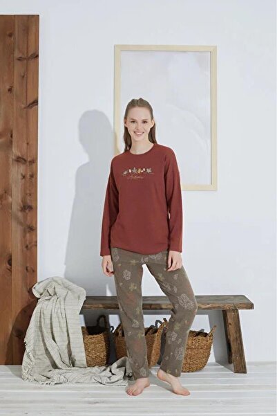 Rozalinda 2802 Γυναικείο Σετ Πυτζάμες Ζακάρ με λαιμόκοψη