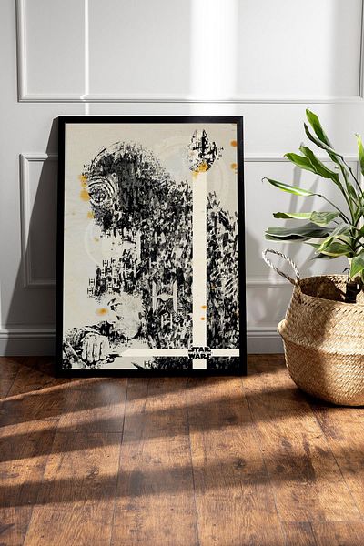 Saturn Star Wars Framed Painting - Space Wars Fim Poster Painting
