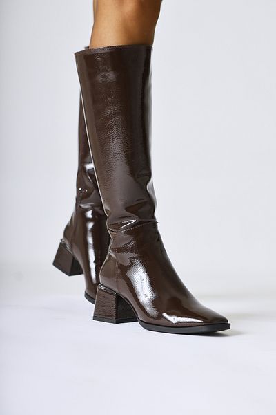 Limoya Γυναικείες μπότες Miami Brown λουστρίνι Blunt Toe Boots