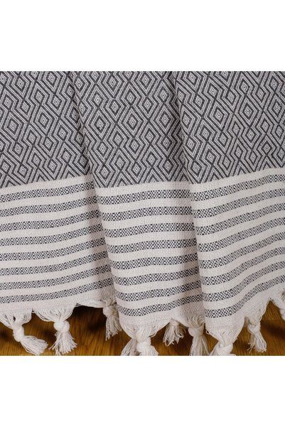 Bumedo Natural Buldan Work Arms Knitted Sofa Sofa Bed Seat Cover 180x300 Large Size Cotton Woven-anthracite