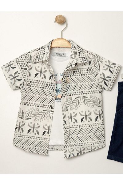 Chicsy Baby Style Shirt Leaf Pattern Adjustable Waist Short Sleeve with Shorts 3-Piece Suit Children's and Baby's Clothing Self