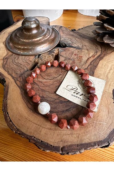 parze doğaltaş Star Stone and Pearl Natural Stone Bracelet