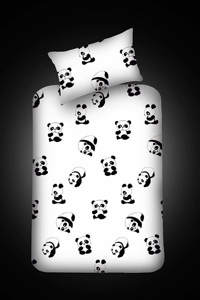 Eponj Home Set de cearșafuri unice B&W Panda