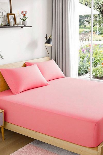 Evene Double Fitted Sheet Set - Soft and Durable Duvet Cover Set - Pink Color - 160X200