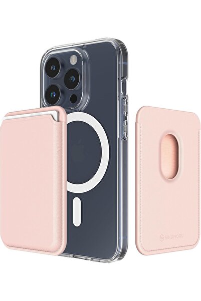 AWH محفظة بطاقات جلدية نباتية من ماج سيف، مغناطيس قوي، تحمل 3 بطاقات، مشبك آمن