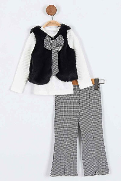 Minigimin Cicileri Set de 3 piese pentru fetiță cu vestă de blană și detaliu ...