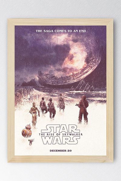 Saturn Star Wars the Rise of Skywalker Framed Painting - Space Wars Fim Poster Painting