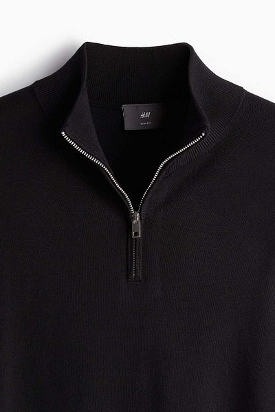 H&M Slim Fit Zip-top Fine-knit Jumper