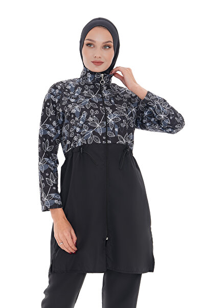 REMSA Λευκό λουλουδάτο αλεξίπτωτο Πλήρως κλειστό μαγιό Hijab - Nida 2103