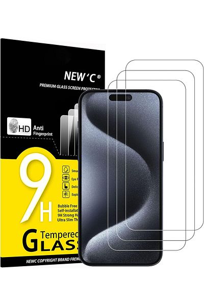 AWH [3-Pack] Tempered Glass Screen Protector for iPhone 15 Pro Max/15 Plus (6.7"), 9H Hardness