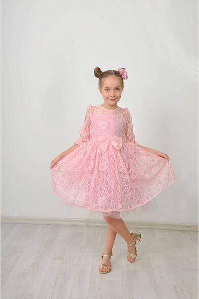 Filizdens Kids Rochie pentru fete cu cataramă cu mâneci lungi pentru copii rochie de seară pentru petrecere, bal, rochie de nuntă