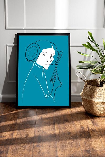 Saturn Star Wars Leia Organa Framed Painting - Space Wars Fim Poster Painting