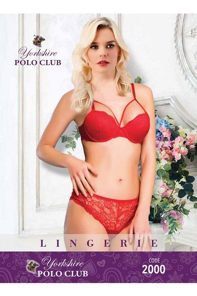 POLO CLUB 2000 Women's Red Padded Bra Set