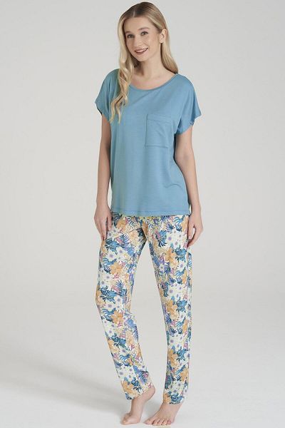 Pijadore 1629 Set de pijamale cu mânecă scurtă cu model floral pentru femei