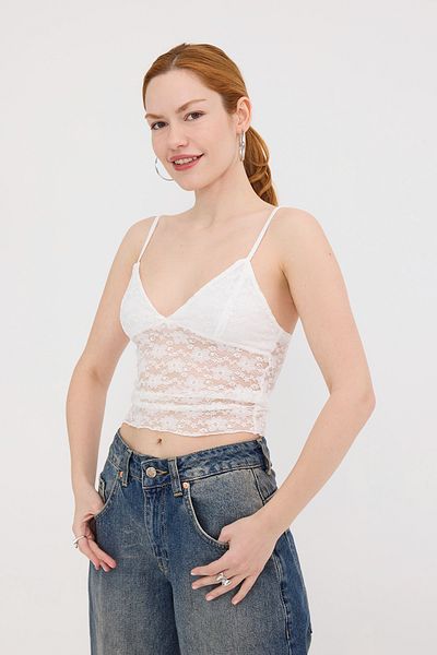 Addax Δαντελένιο Crop Tank Top A1671 με λαιμόκοψη V
