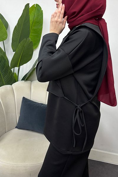 Tesettür Diyarı Scuba Fabric Vest 3 Piece Suit Set