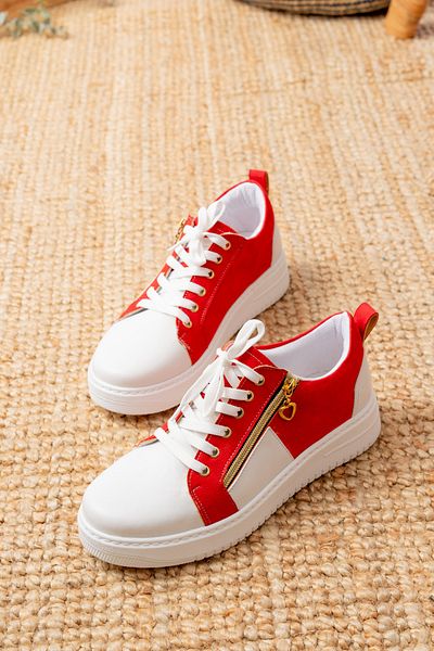 marinarosse Women's Rubel Red Zipper Detailed Sneakers