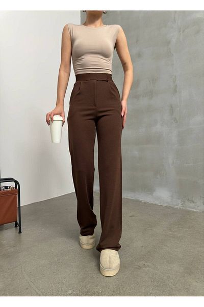 NEW JOURNAL Women's Brown Lycra Velcro Closure Palazzo Pants