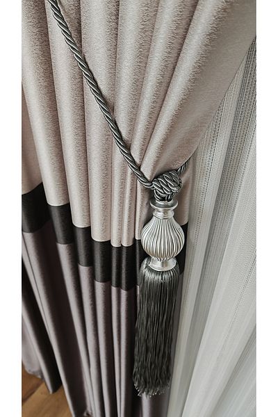 Yuka Adde Milano Panel Background Curtain Light Gray Anthracite Single Wing Closely Pleated Jacquard Shiny Patterned 80 X 260