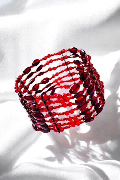 PETEK AKSESUAR 7 Row Elastic Washer Beads Bracelet