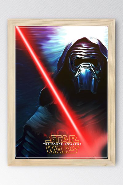 Saturn Star Wars Darth Vader Framed Painting - Space Wars Fim Poster Painting