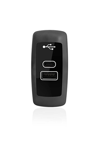Sanel USB Şarj Düz Tip Siyah Gövde Mavi led 12V/24V SUC16B